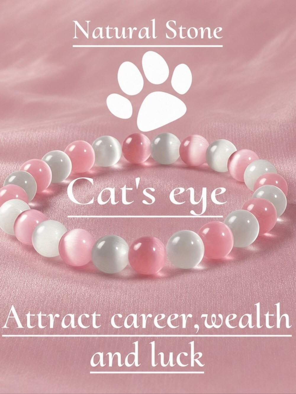 Attract Luck-Cat's Eye Pink Bracelet.